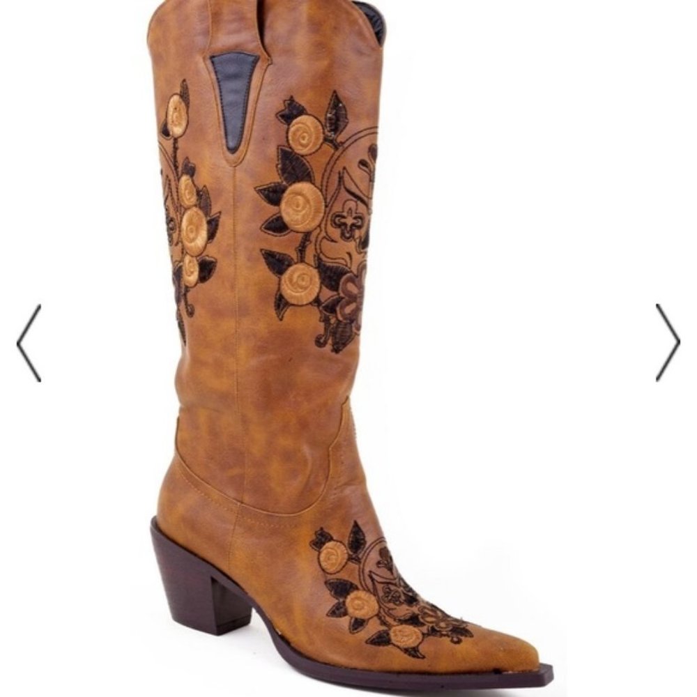 Roper Floral Embroidery Cowgirl Boots Western